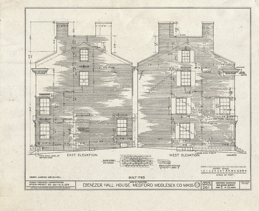 Blueprint HABS Mass,9-MED,6- (Sheet 5 of 10) - Ebenezer Hall House, 49 High Street, Medford, Middlesex County, MA