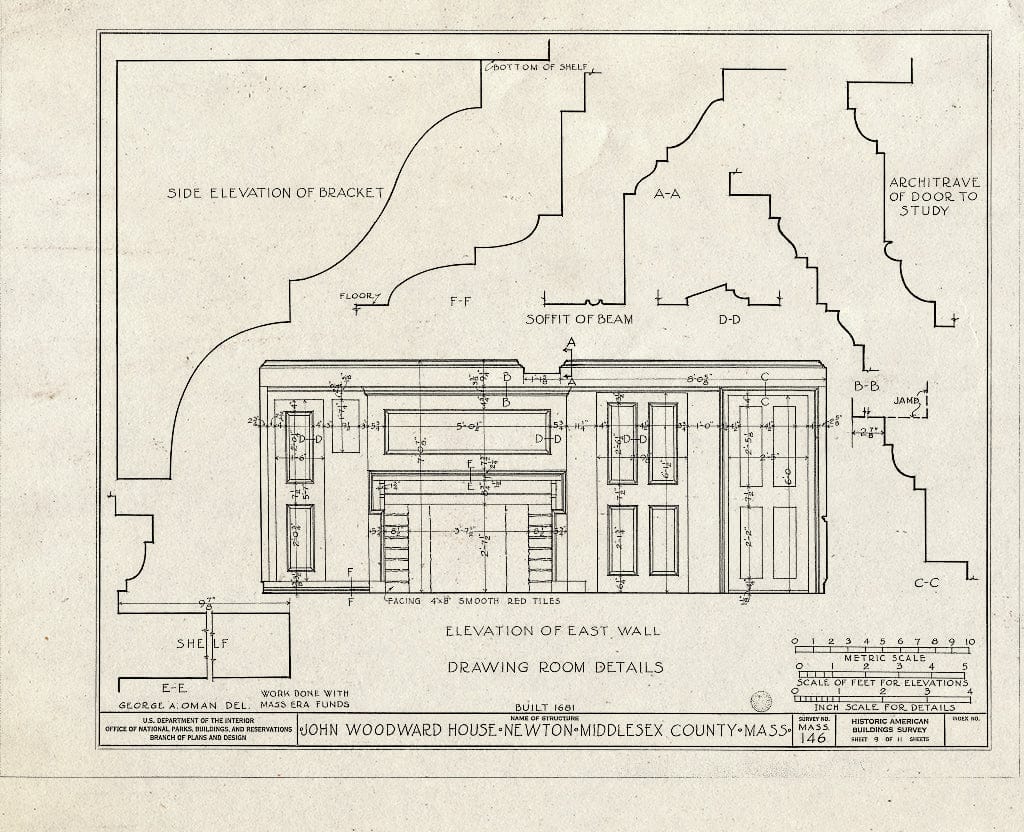Blueprint HABS Mass,9-Newt,2- (Sheet 9 of 11) - John Woodward House, 238 Woodward Street, Newton, Middlesex County, MA