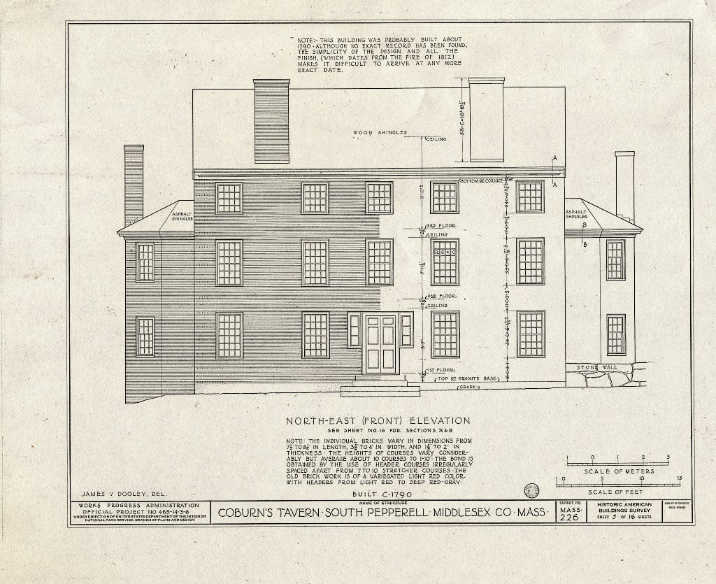 Blueprint HABS Mass,9-PEP.V,1- (Sheet 5 of 16) - Coburn's Tavern, State Route 119, South Pepperell, Middlesex County, MA