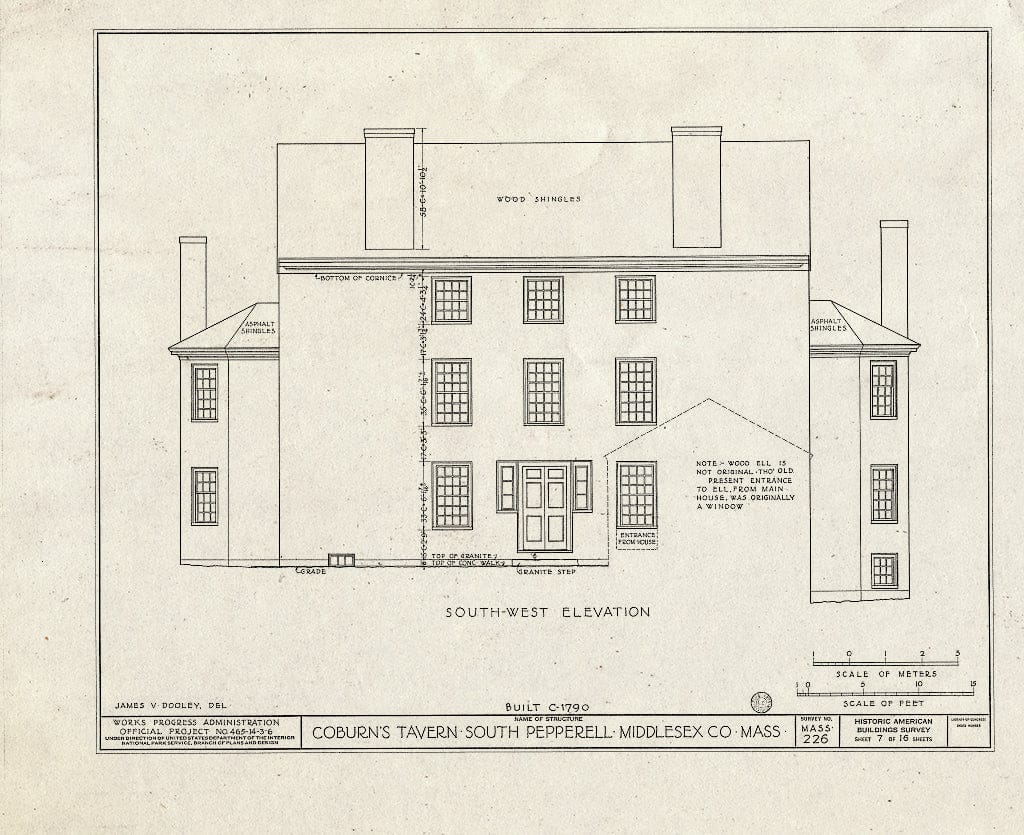 Blueprint HABS Mass,9-PEP.V,1- (Sheet 7 of 16) - Coburn's Tavern, State Route 119, South Pepperell, Middlesex County, MA