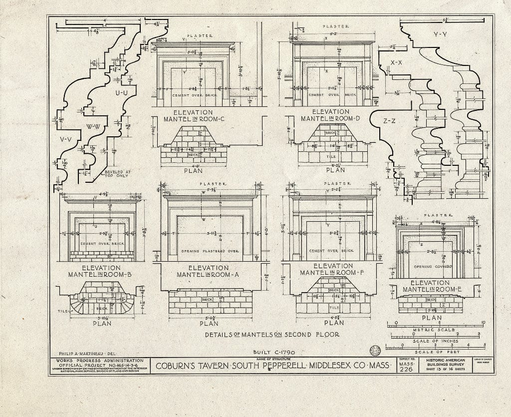 Blueprint HABS Mass,9-PEP.V,1- (Sheet 13 of 16) - Coburn's Tavern, State Route 119, South Pepperell, Middlesex County, MA