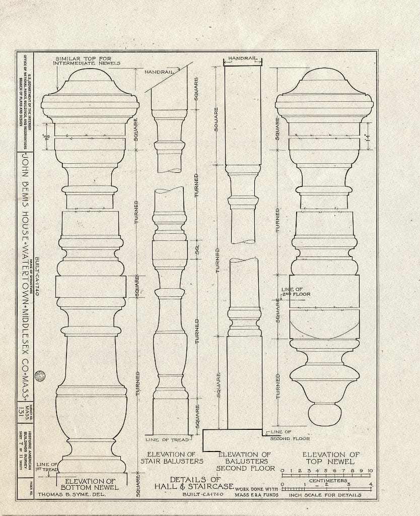 Blueprint HABS Mass,9-WATO,1- (Sheet 7 of 11) - John Bemis House, 425 Main Street, Watertown, Middlesex County, MA
