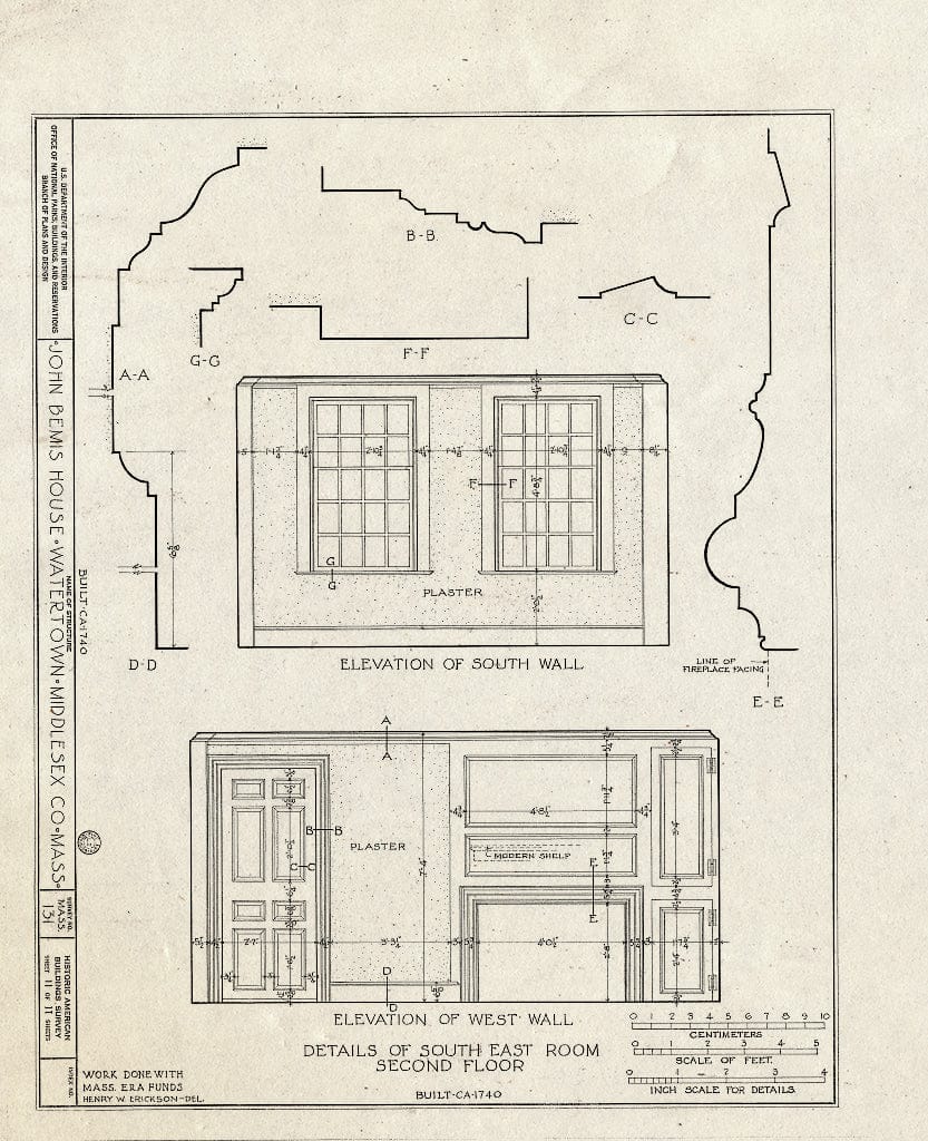 Blueprint HABS Mass,9-WATO,1- (Sheet 11 of 11) - John Bemis House, 425 Main Street, Watertown, Middlesex County, MA
