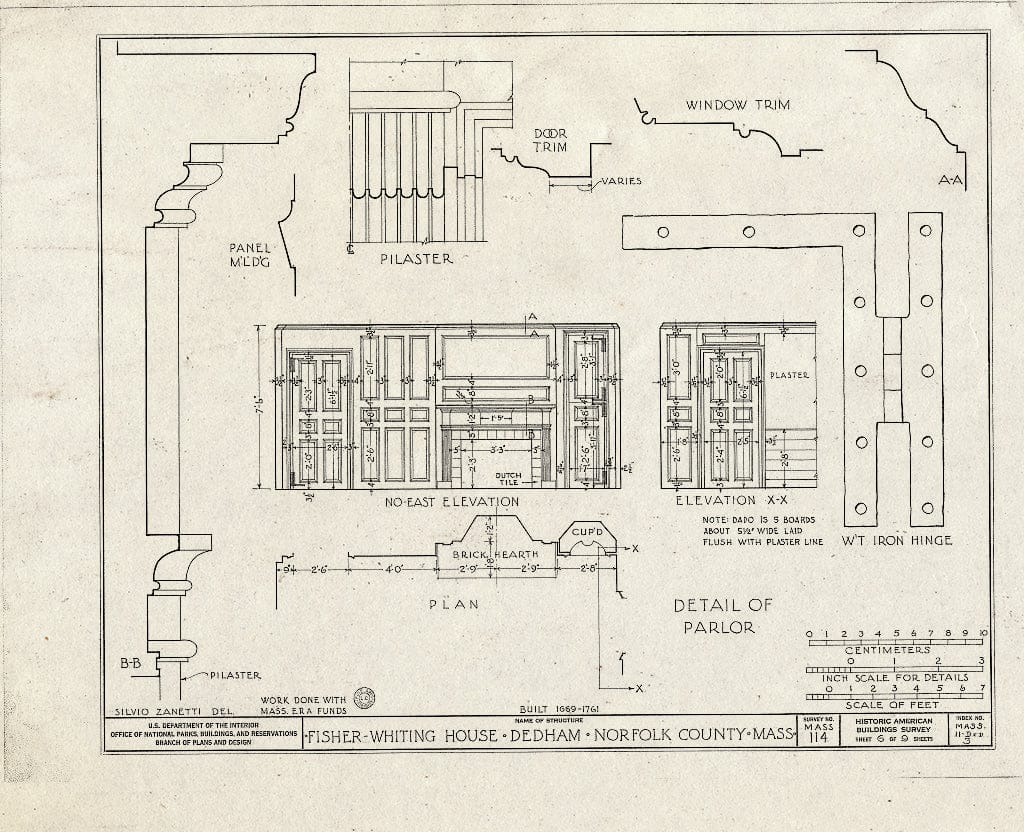 Blueprint HABS Mass,11-DED,3- (Sheet 6 of 9) - Fisher-Whiting House, 218 Cedar Street, Dedham, Norfolk County, MA