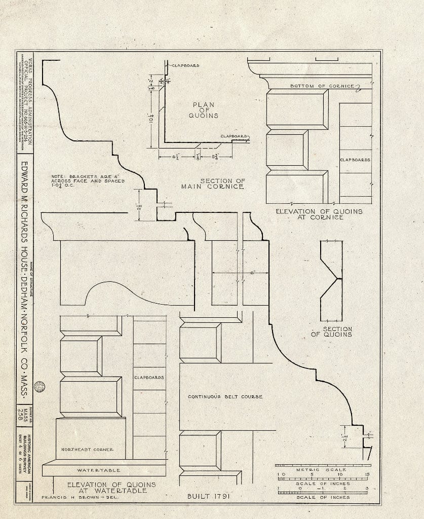 Blueprint HABS Mass,11-DED,4- (Sheet 4 of 6) - Edward M. Richards House, Highland Avenue, Dedham, Norfolk County, MA