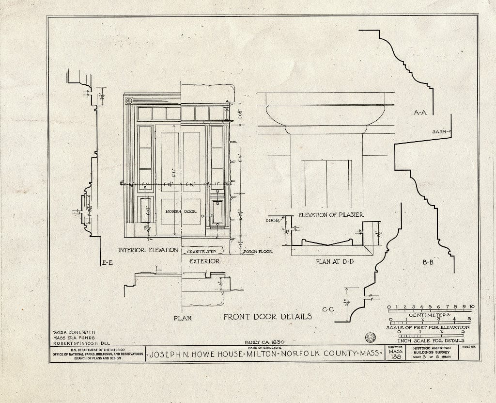 Blueprint HABS Mass,11-Milt,4- (Sheet 3 of 6) - Joseph N. Howe House, 597 Randolph Avenue, Milton, Norfolk County, MA