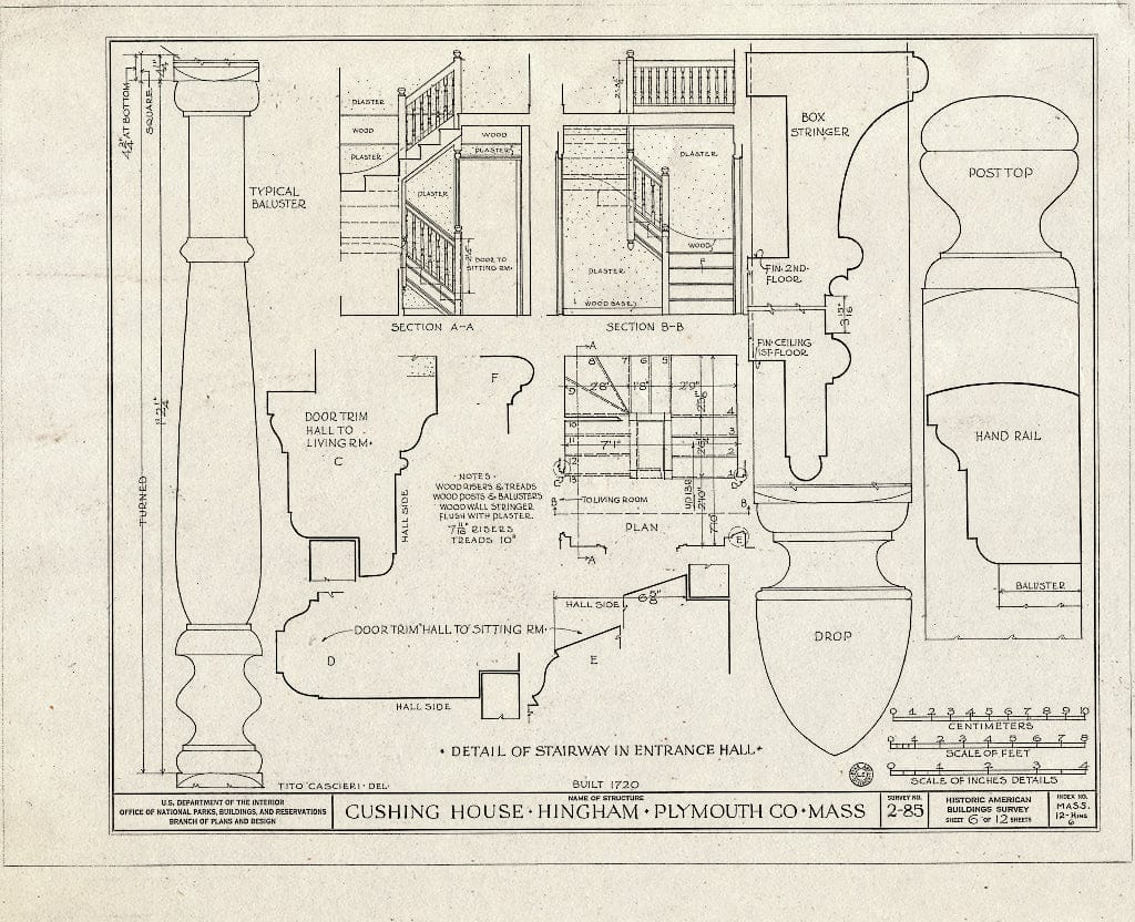 Blueprint HABS Mass,12-Hing,6- (Sheet 6 of 12) - Cushing House, South Pleasant Street, Hingham, Plymouth County, MA
