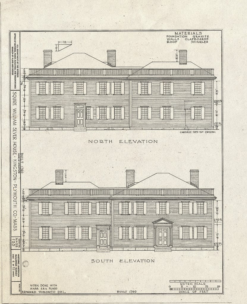 Blueprint HABS Mass,12-King,2- (Sheet 4 of 25) - Squire William Sever House, 2 Linden Street, Kingston, Plymouth County, MA