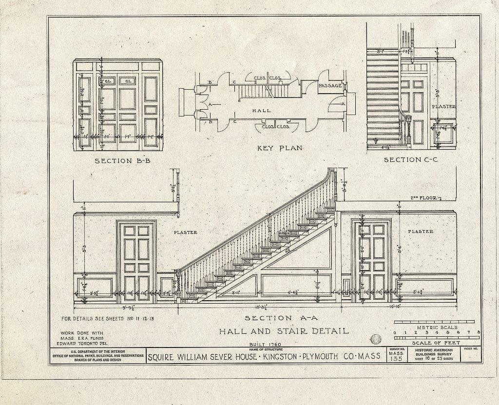 Blueprint HABS Mass,12-King,2- (Sheet 10 of 25) - Squire William Sever House, 2 Linden Street, Kingston, Plymouth County, MA