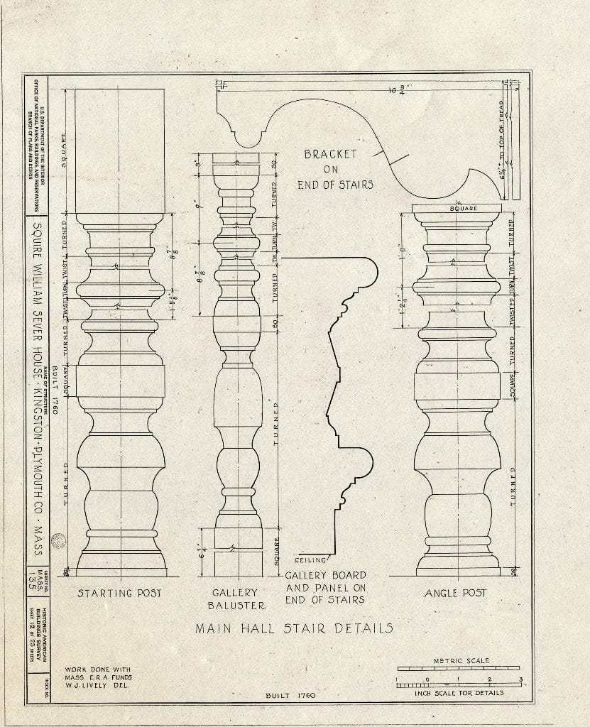 Blueprint HABS Mass,12-King,2- (Sheet 12 of 25) - Squire William Sever House, 2 Linden Street, Kingston, Plymouth County, MA