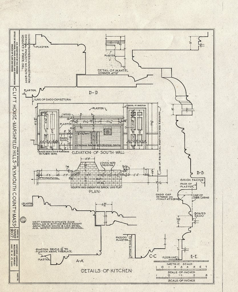 Blueprint HABS Mass,12-Marsh,1- (Sheet 15 of 19) - Clift House, Spring Street, Marshfield Hills, Plymouth County, MA