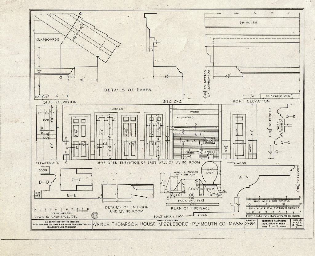Blueprint HABS Mass,12-MIDBO,7- (Sheet 2 of 3) - Venus Thompson House, Thompson Street, Middleboro, Plymouth County, MA