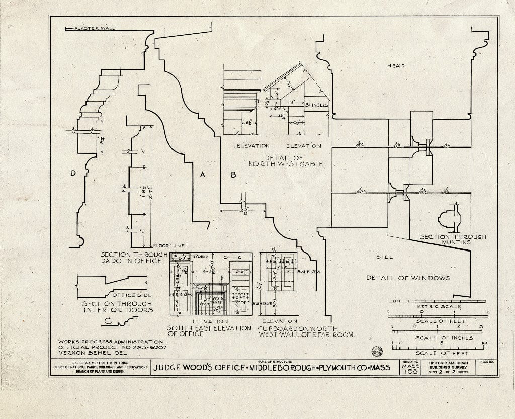 Blueprint HABS Mass,12-MIDBO,9- (Sheet 2 of 2) - Judge Wood Office, 123 South Main Street, Middleboro, Plymouth County, MA