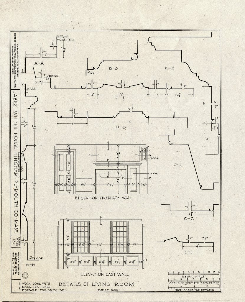 Blueprint HABS Mass,12-Hing,1- (Sheet 12 of 13) - Jabez Wilder House, Main Street, Hingham, Plymouth County, MA