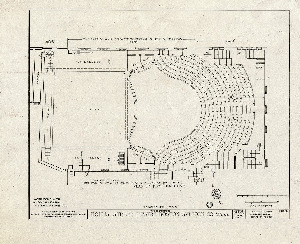 Blueprint HABS Mass,13-BOST,49- (Sheet 3 of 6) - Hollis Street Theater, Hollis Street, Boston, Suffolk County, MA