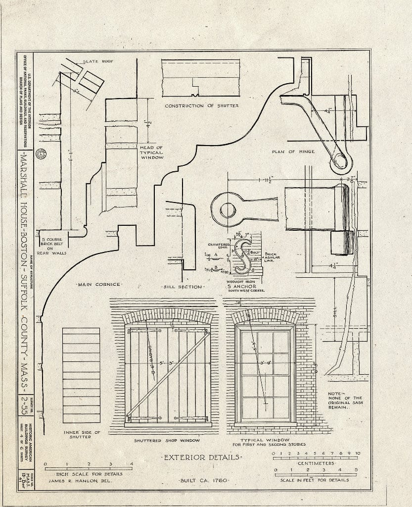Blueprint HABS Mass,13-BOST,41- (Sheet 4 of 6) - Marshall-Hancock House, 10 Marshall Street, Boston, Suffolk County, MA