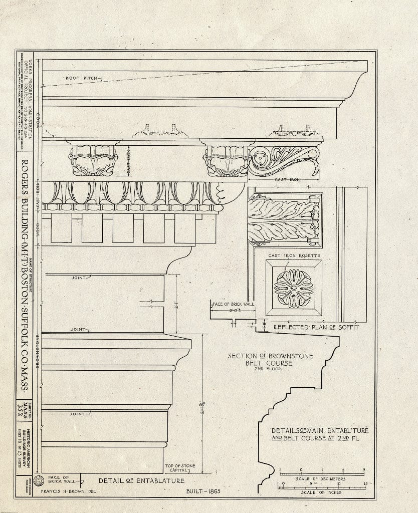 Blueprint HABS Mass,13-BOST,56- (Sheet 16 of 23) - M.I.T, Rogers Building, 491 Boylston Street, Boston, Suffolk County, MA