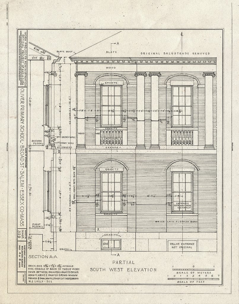Blueprint HABS Mass,5-SAL,33- (Sheet 4 of 8) - Oliver Primary School, Salem, Essex County, MA