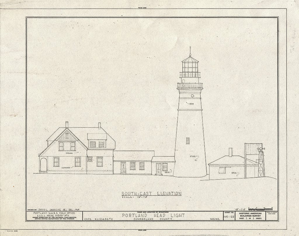 Blueprint HABS ME,3-Capel,2- (Sheet 3 of 3) - Portland Head Light, Portland Head, Approximately 1/2 Mile East of Shore Road, Cape Elizabeth, Cumberland County, ME