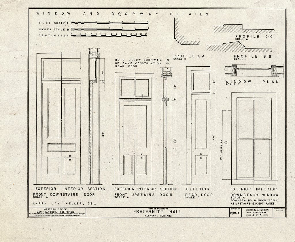 Blueprint HABS Mont,22-ELK,1- (Sheet 4 of 5) - Fraternity Hall, Main S ...