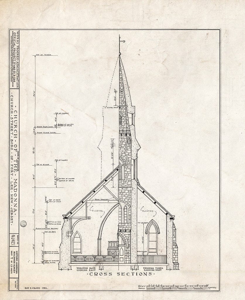 Blueprint HABS NJ,2-FOLE,1- (Sheet 9 of 13) - Church of The Madonna, Church Street, Fort Lee, Bergen County, NJ