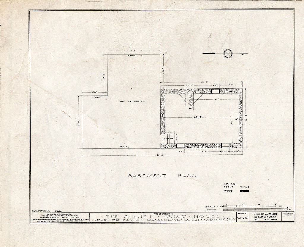 Blueprint HABS NJ,6-GREWI.V,6- (Sheet 1 of 11) - Samuel Ewing House, Main Street, Greenwich, Cumberland County, NJ
