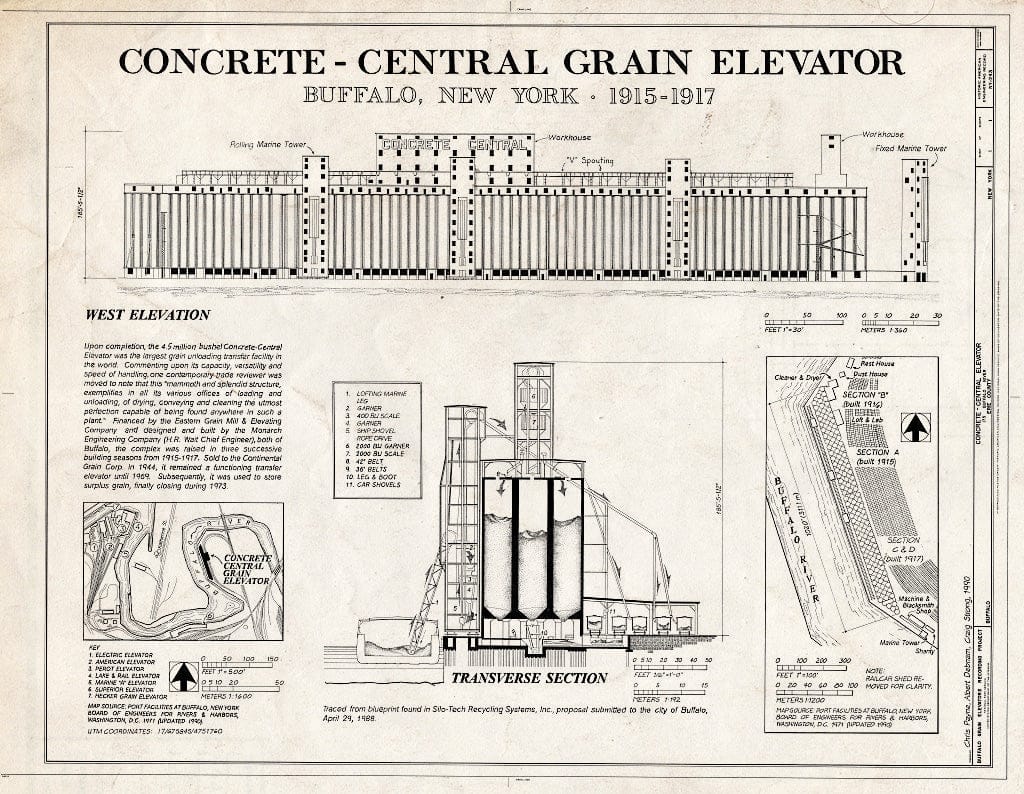 Blueprint Title Sheet - Concrete-Central Elevator, 175 Buffalo River, Buffalo, Erie County, NY