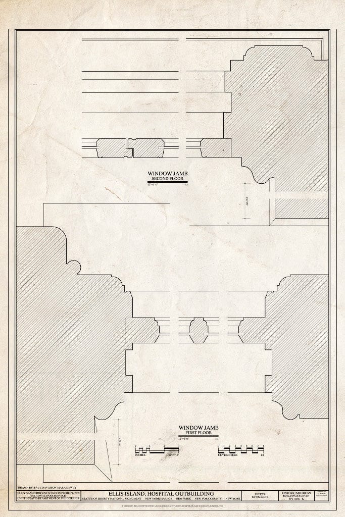 Blueprint Window Jambs - Ellis Island, Hospital Outbuilding, New York ...