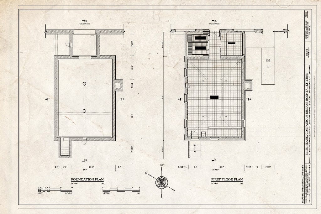 Blueprint Foundation and First Floor Plans - Ellis Island, Contagious ...