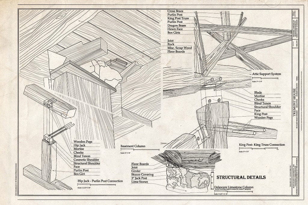 Blueprint Structural Details Tremont House, 101 East Main Street, Be