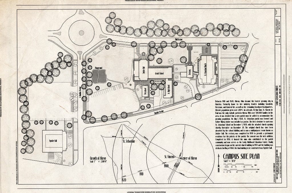 Blueprint Site Plan - Saint Sebastian Church, 476 Mull Avenue, Akron, Summit County, OH