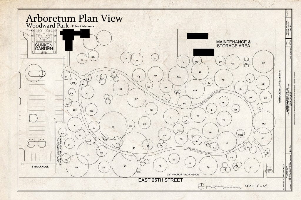 Blueprint Arboretum Plan View - Woodward Park, 2101 South Peoria Avenue, Tulsa, Tulsa County, OK