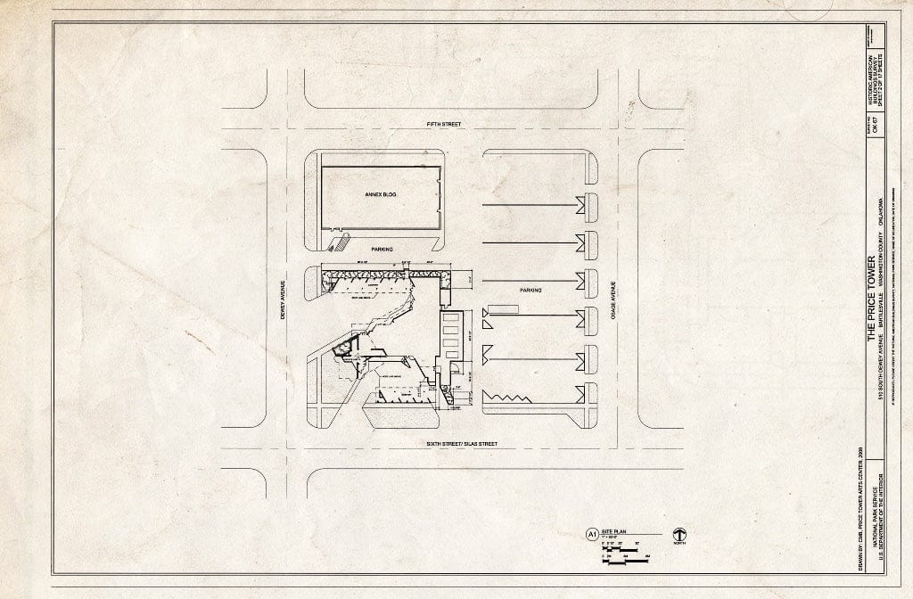 Blueprint Site Plan - Price Tower, 510 South Dewey Avenue, Bartlesville, Washington County, OK