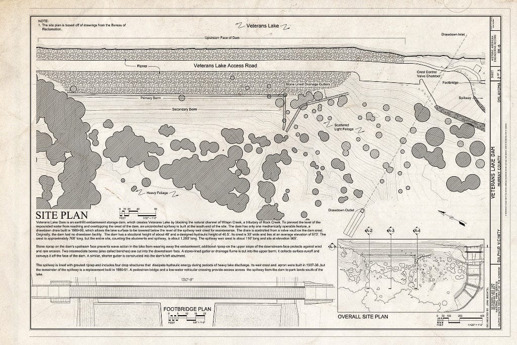 Blueprint Site Plan - Veterans Lake Dam, Veterans Lake Access Road, Sulphur, Murray County, OK