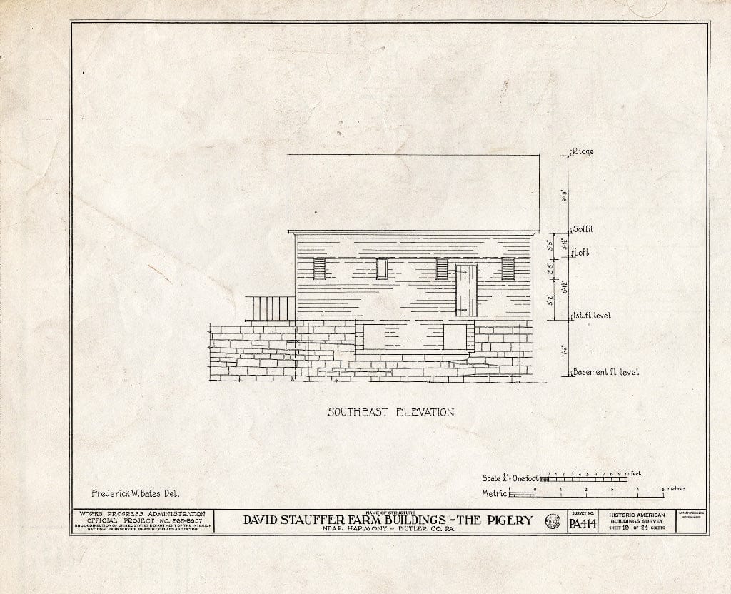 Blueprint HABS PA,10-HARM.V,1- (Sheet 19 of 24) - David Stauffer Farm Buildings, Harmony, Butler County, PA