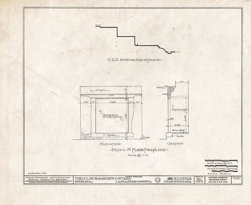 Blueprint HABS PA,36-EPH,1- (Sheet 56 of 60) - The Cloisters, Ephrata, Lancaster County, PA