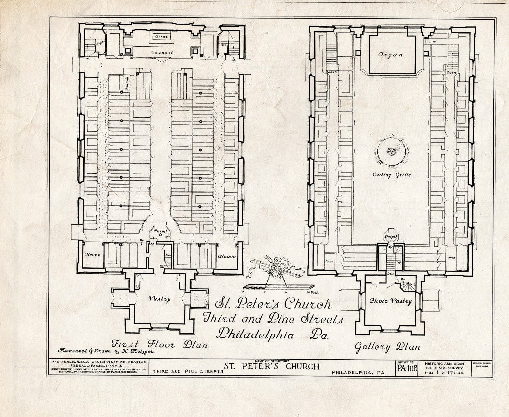 Blueprint First Floor Plan Gallery St Peter S Protestant Epis Historic Pictoric