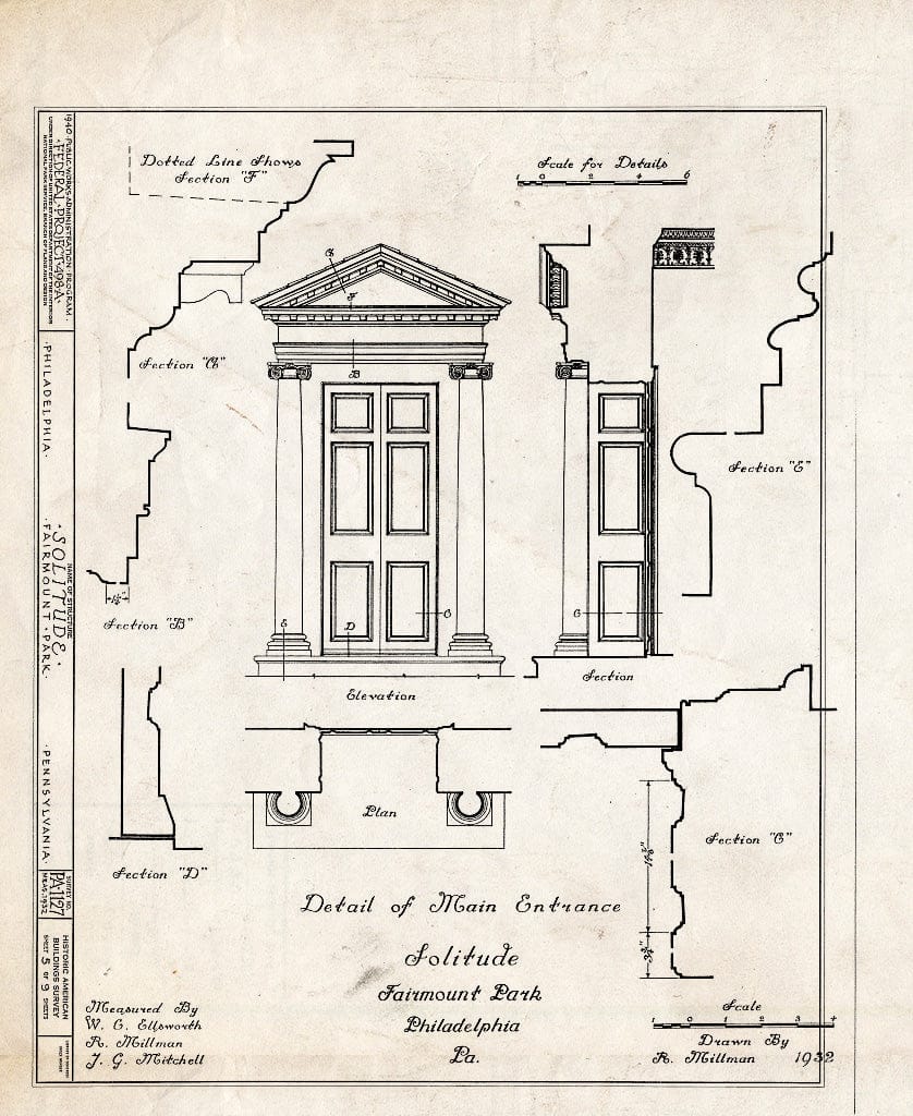 Blueprint HABS PA,51-Phila,30- (Sheet 5 of 9) - Solitude, Zoo Grounds, Philadelphia, Philadelphia County, PA