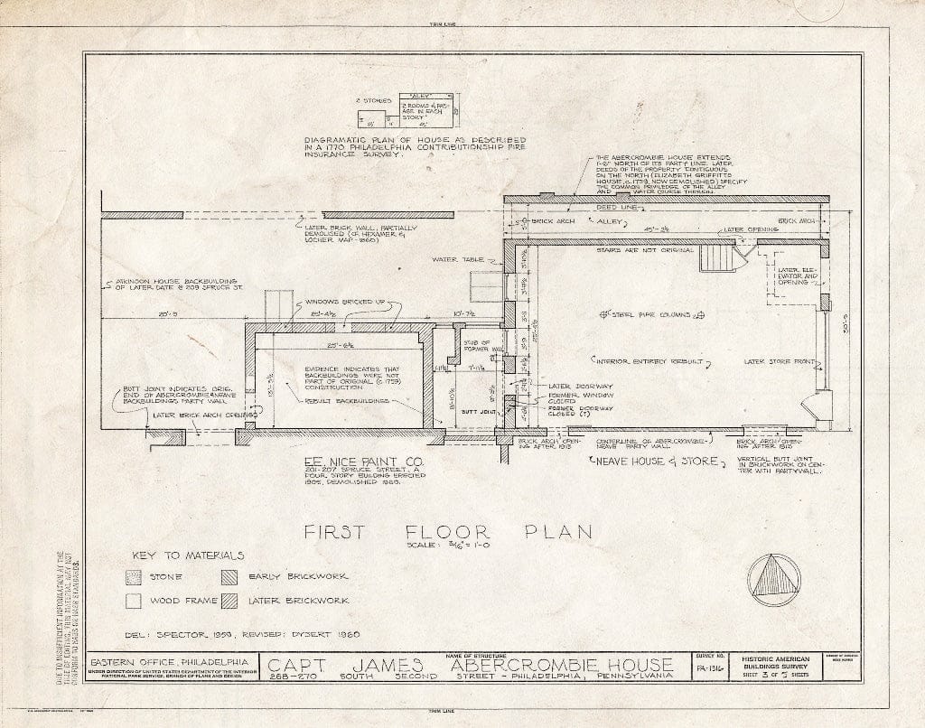 Blueprint HABS PA,51-Phila,621- (Sheet 3 of 5) - Captain James Abercrombie House, 268-270 South Second Street, Philadelphia, Philadelphia County, PA