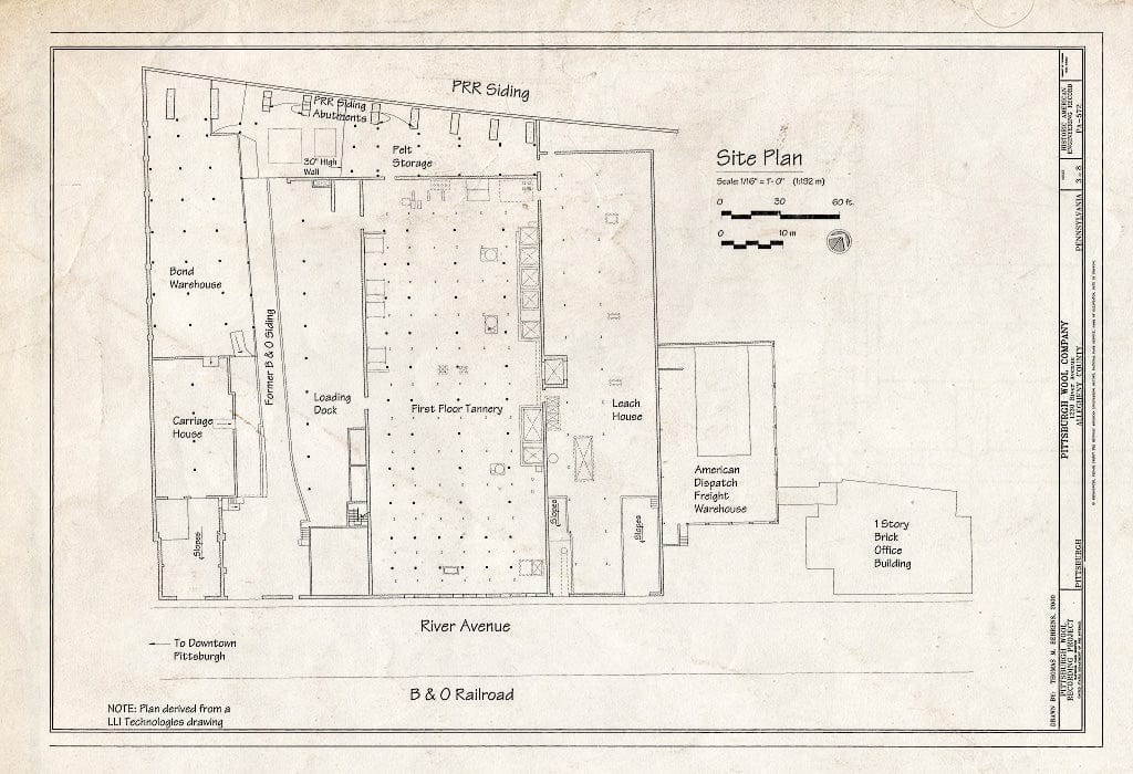 Blueprint Site Plan - Pittsburgh Wool Company, 1230 River Avenue, Pittsburgh, Allegheny County, PA