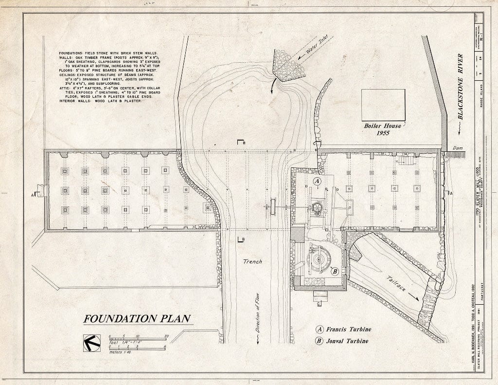 Blueprint HAER RI,4-PAWT,3- (Sheet 3 of 24) - Slater Mill, Pawtucket, Providence County, RI