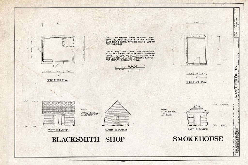 Blueprint HABS SC,1-Lown.V,4- (Sheet 6 of 6) - Caldwell-Hutchison Farm, County Road 93, Lowndesville, Abbeville County, SC