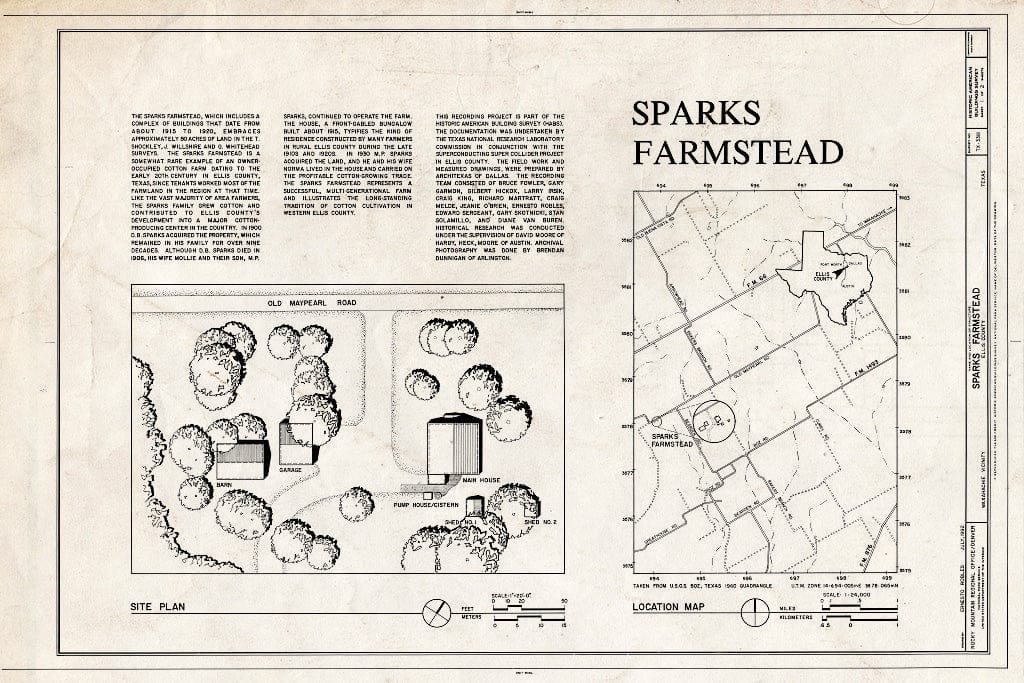 Blueprint Site Plan - Sparks Farmstead, 0.32 Miles Southwest of The Intersection of Bearden and Old Maypearl Roads, Waxahachie, Ellis County, TX