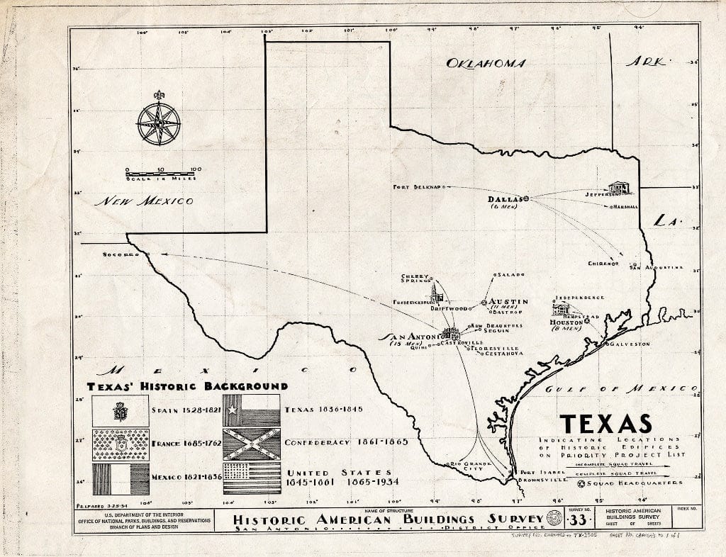 Blueprint HABS TX,15-SANT,44- (Sheet 1 of 1) - Texas HABS-San Antonio District (Map), San Antonio, Bexar County, TX