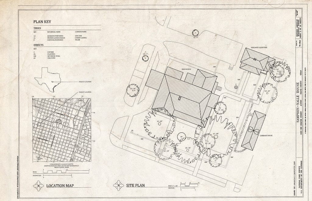 Blueprint Site Plan - Sampson-Nalle House, 1003 Rio Grande Street, Austin, Travis County, TX