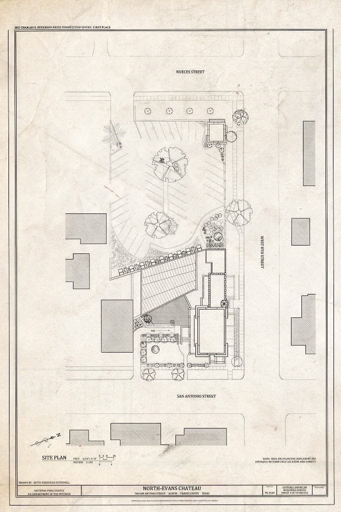 Blueprint Site Plan - North-Evans Chateau, 708 San Antonio Street, Austin, Travis County, TX