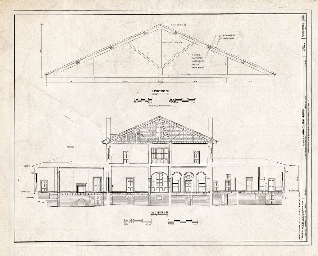 Blueprint HABS VA,7-ARL,1- (Sheet 11 of 23) - Arlington House, Lee Drive, Arlington National Cemetery, Arlington, Arlington County, VA
