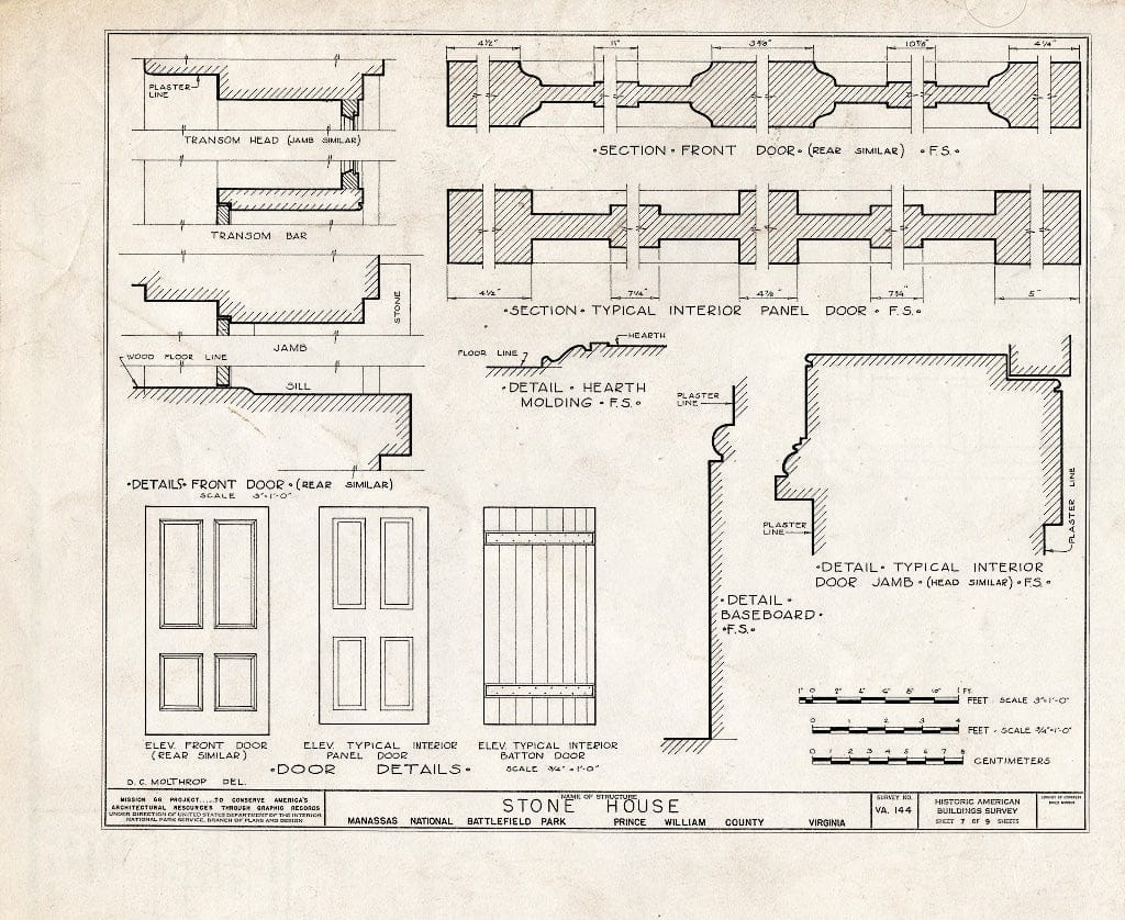 Blueprint HABS VA,76-GROV,2- (Sheet 7 of 9) - Stone House, Manassas, Manassas, VA