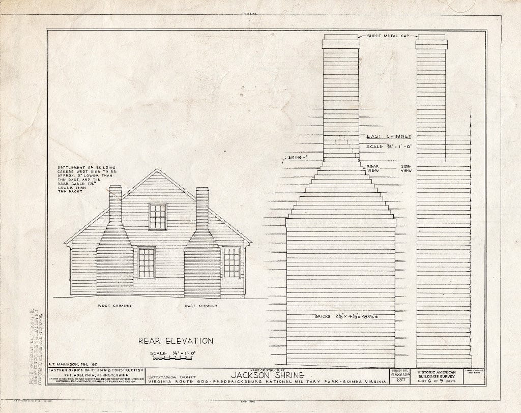 Blueprint HABS VA,89-Guin.V,1- (Sheet 6 of 9) - Jackson Shrine, State Route 606, Fredericksburg, Fredericksburg, VA