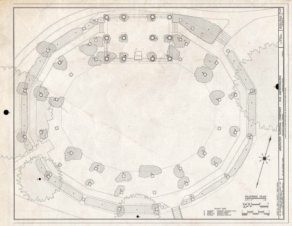 Blueprint 6. Planting Plan - Arlington National Cemetery, Old Amphitheater, Lee and Sherman Drives, Arlington, Arlington County, VA